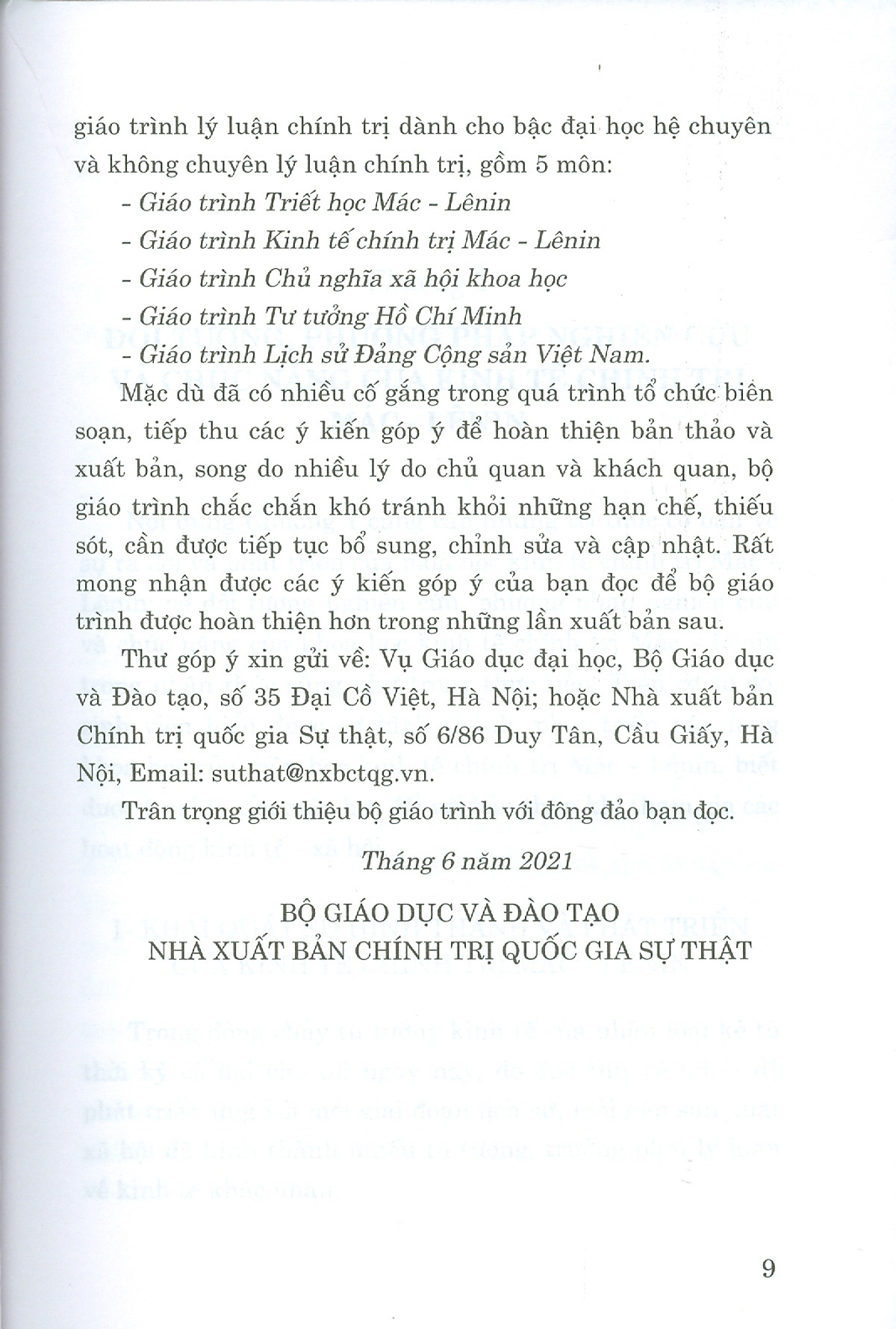 Combo Giáo Trình Kinh Tế Chính Trị Mác - Lênin + Giáo Trình Chủ Nghĩa Xã Hội Khoa Học (Dành Cho Bậc Đại Học Hệ Không Chuyên Lý Luận Chính Trị) - Bộ mới năm 2021