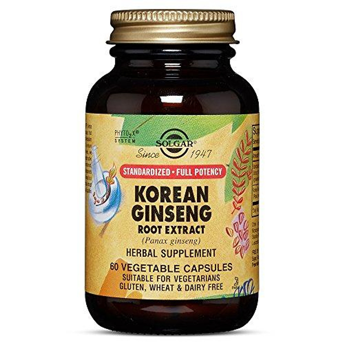 Solgar Standardized Full Potency Korean Ginseng Root Extract, 60