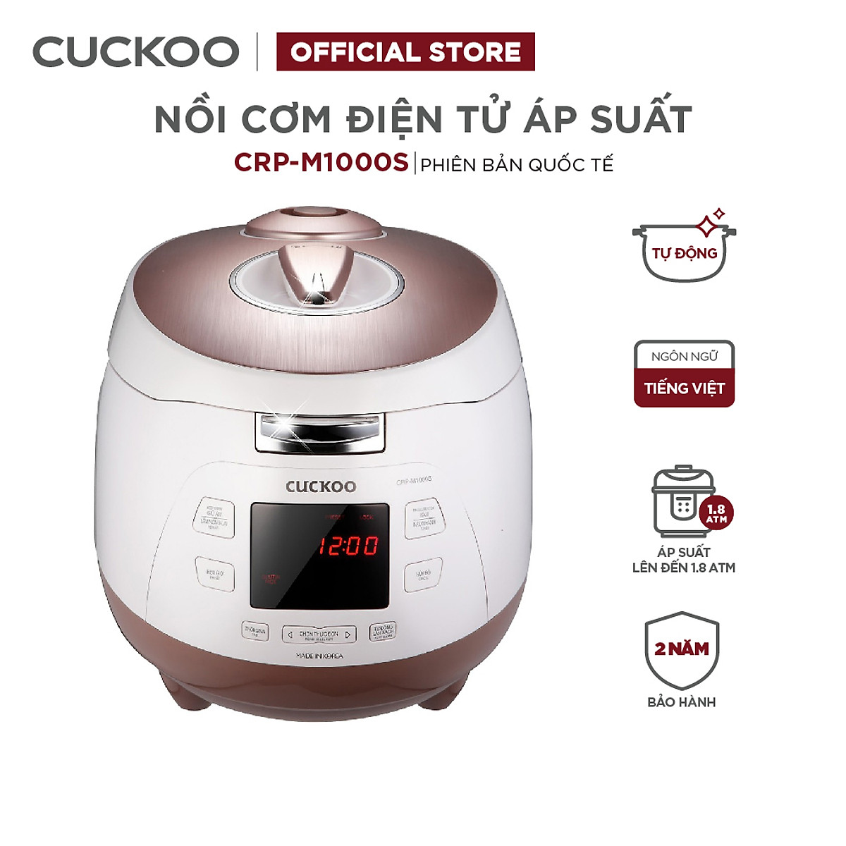 Nồi cơm áp suất điện tử Cuckoo CRP-M1000S - 1.8 Lít - Hàng Chính Hãng |  CUCKOO Official Store | Tiki