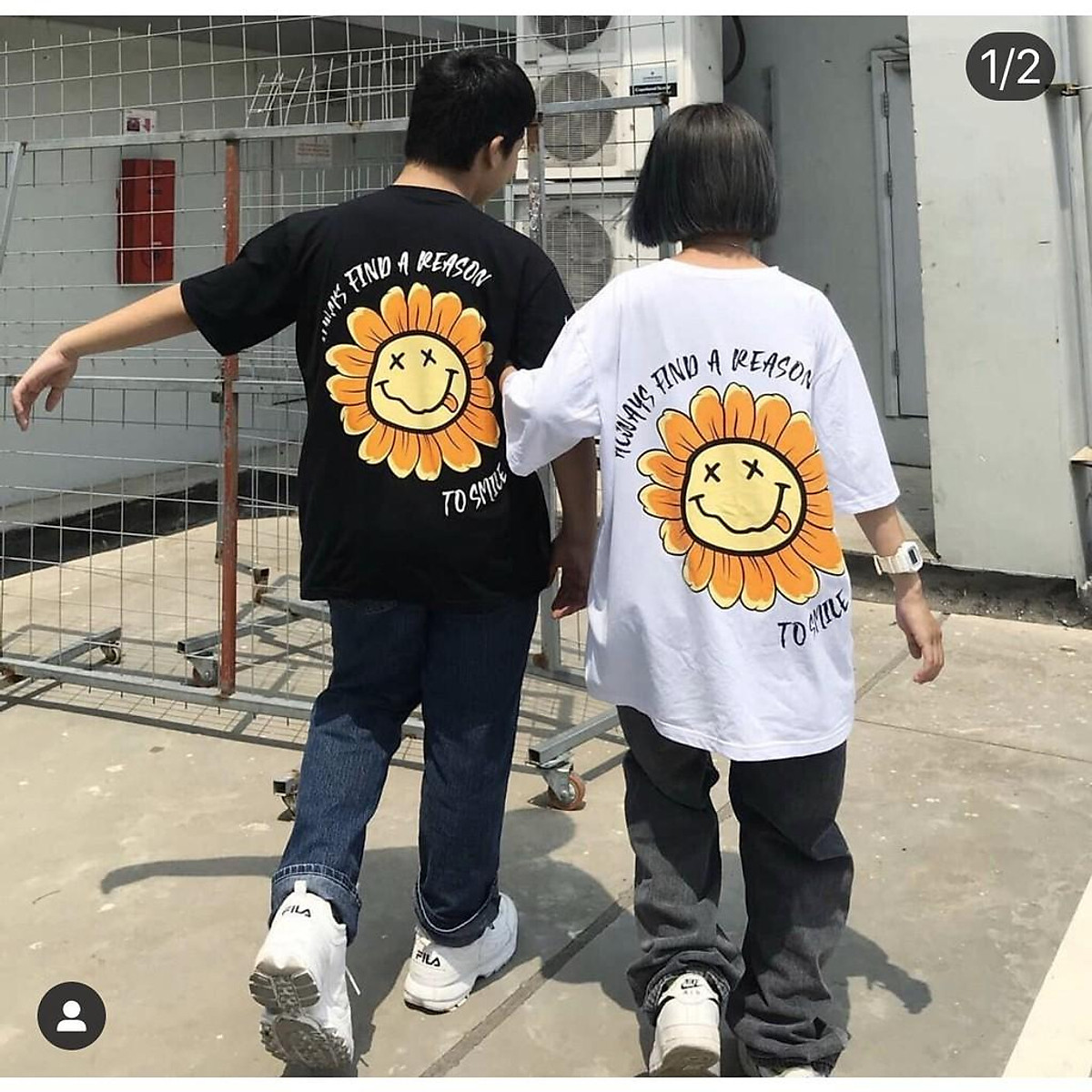 Áo thun tay lỡ form rộng in hình hoa mặt cười, hình in to và cực đẹp, có size to(Big size), phong cách Unisex AL11