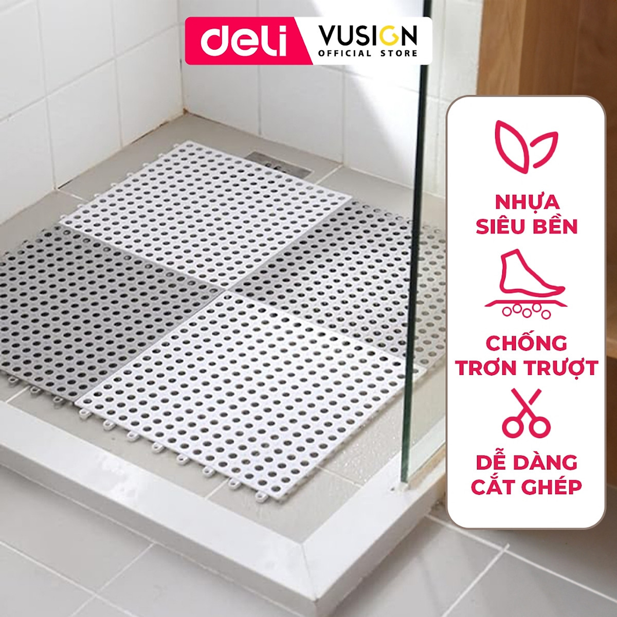Thảm Lót Sàn Nhà Tắm Chống Trơn Trượt - Tấm Nhựa Ghép Chất Liệu Nhựa Dẻo Siêu Bền Lót Sàn Nhà Vệ Sinh