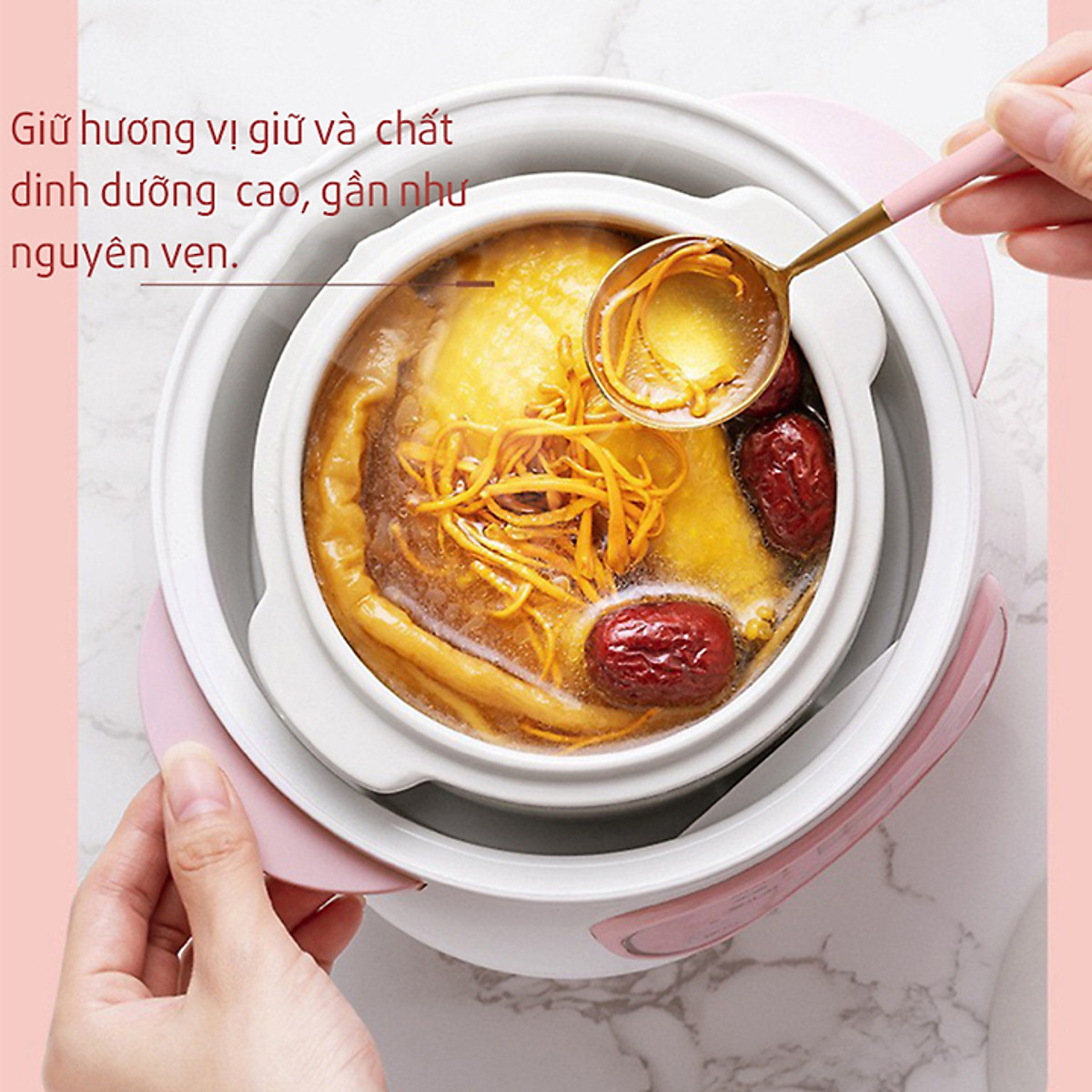 Nồi Chưng Yến Điện, Nồi Tiềm Cách Thủy Tự Động Seka GT68 1L- Hàng Chính Hãng