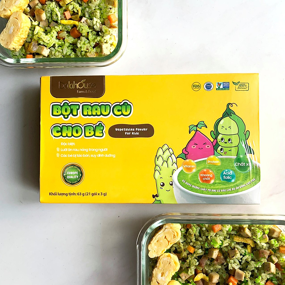 COMBO BỘT RAU DINH DƯỠNG CHO BÉ - COMBO 21 GÓI GỒM 7 LOẠI RAU DINH DƯỠNG TỪ CHUYÊN GIA DALAHOUSE