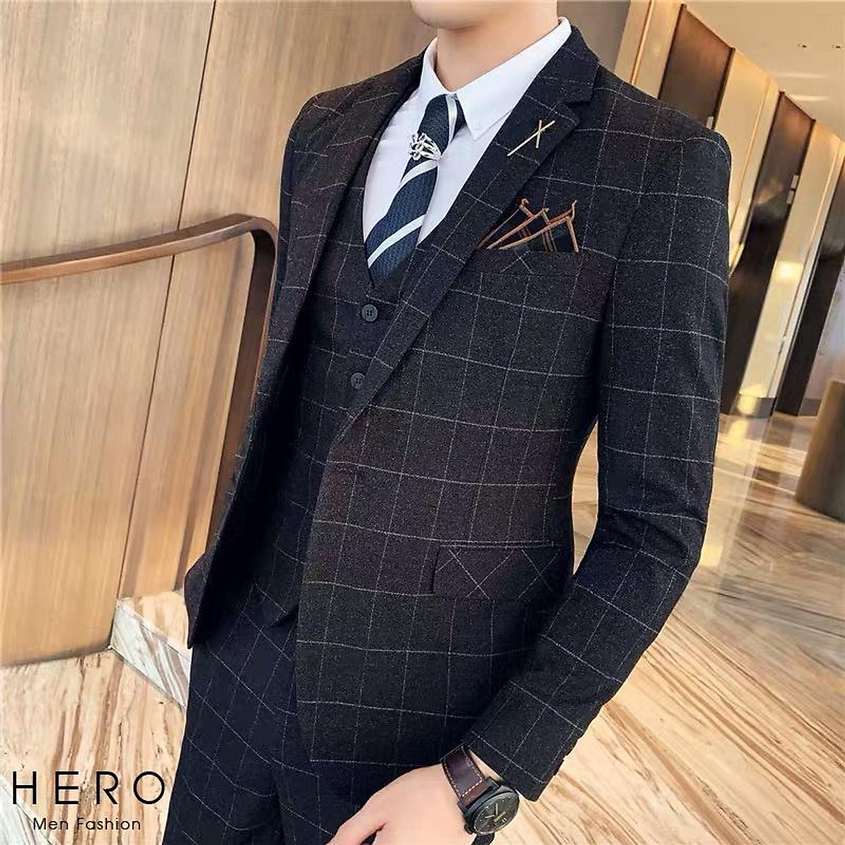Áo vest nam sọc ca rô lớn  Bella Shop