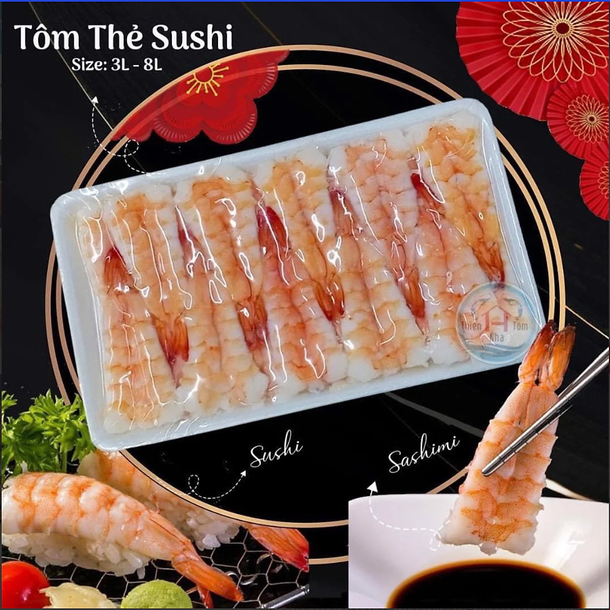Tôm Thẻ Sushi - Maki - Size 7L Bỏ Đuôi 20c/220g - Tôm, cua, ghẹ, ốc