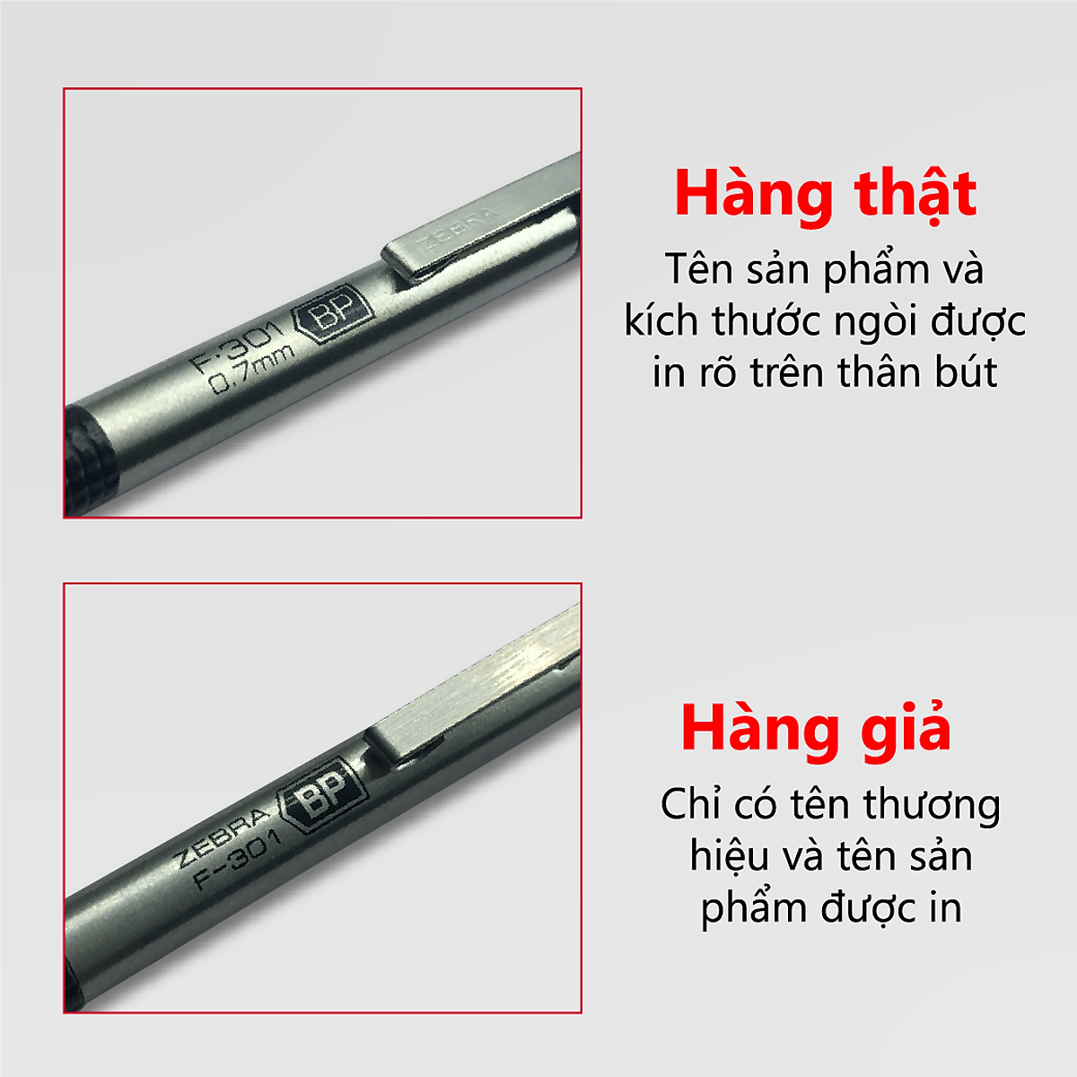 Viết bi bấm kim loại Zebra F301 0.7mm [Chính hãng] - mực xanh