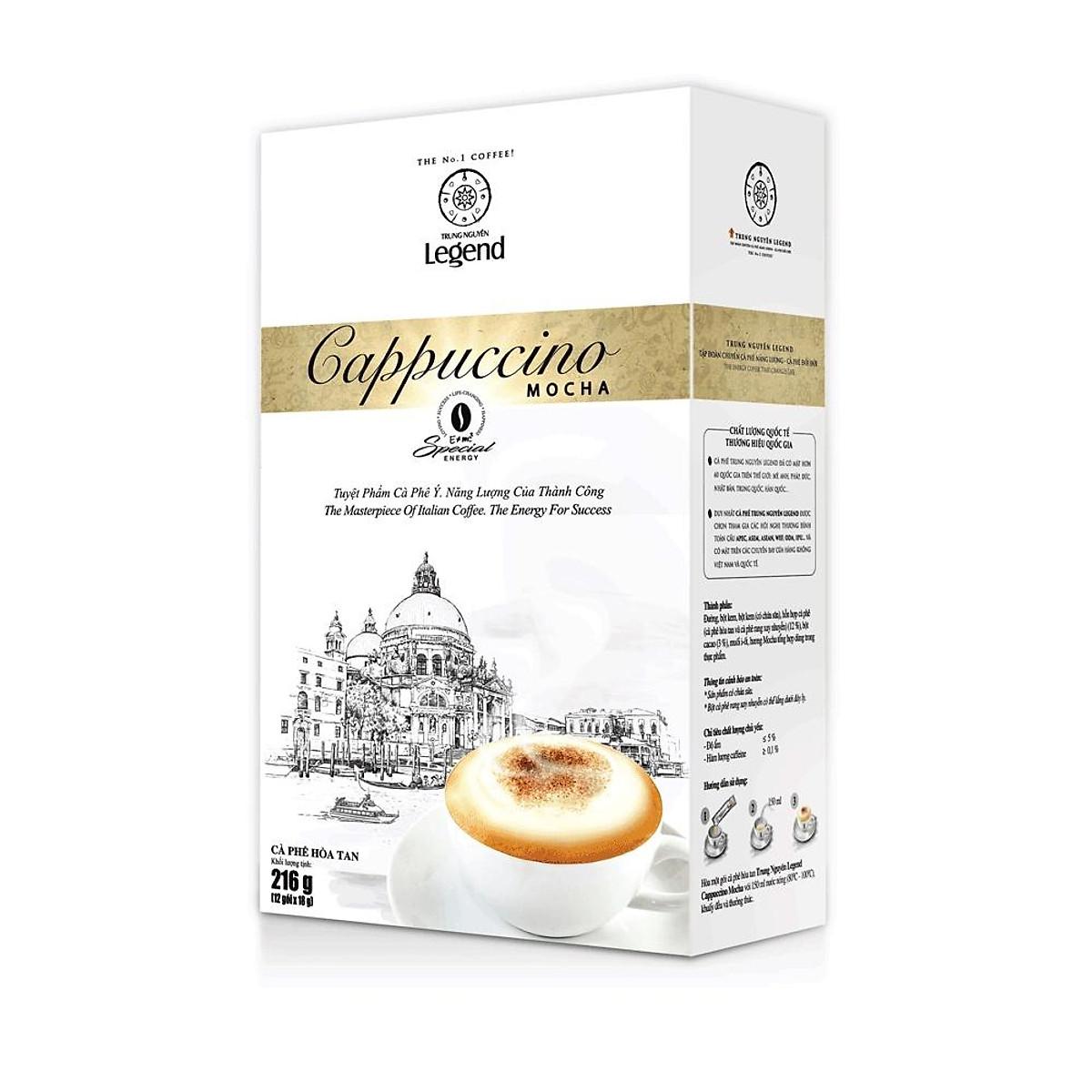 Cà phê Cappuccino Mocha Trung Nguyên Legend - Hòa tan - Hộp 12 gói