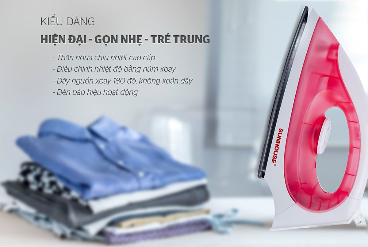 Bàn Ủi Khô Sunhouse SHD1072 - Hồng (1200W) - Hàng chính hãng