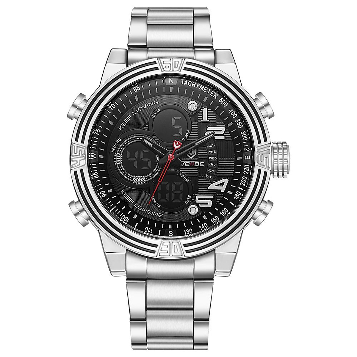 Mua WEIDE WH5209 Quartz Digital Electronic Watch Business Men Fashion  Casual Outdoor Sports Male Wristwatch Dual Time Month - Silver tại Haliyo  Beauty