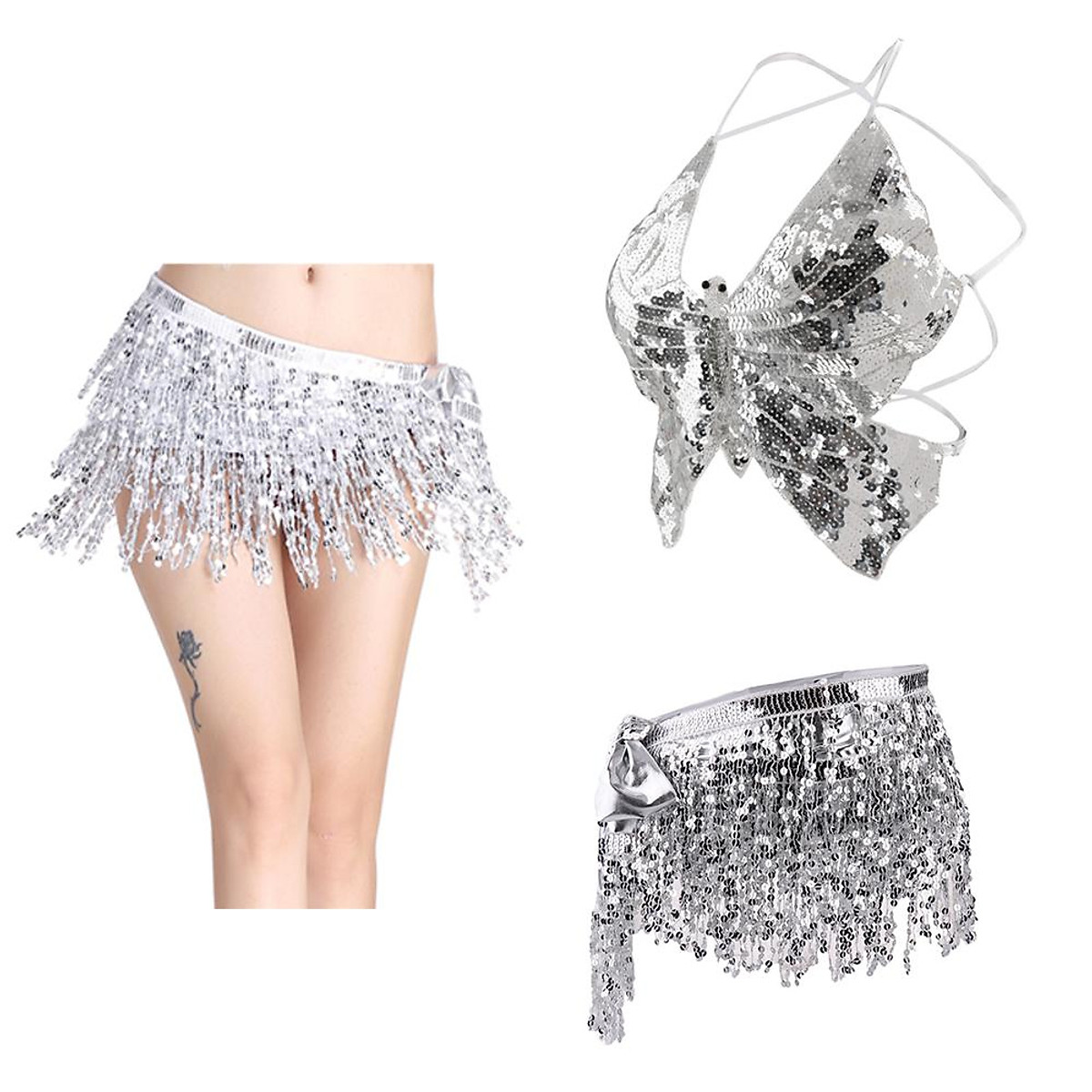 Ladies Fashion Belly Dance Costume Bra Top Hip Scarf Performance Dancewear