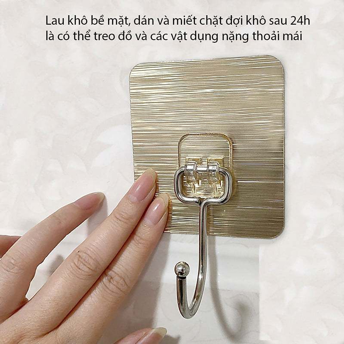 Móc Dán Tường Inox 304 Loại 1 Chân Chịu Lực Đến 20kg Kèm Miếng Dán Tráng Bạc Siêu Dính, Móc Dán Chịu Lực Loại Tốt