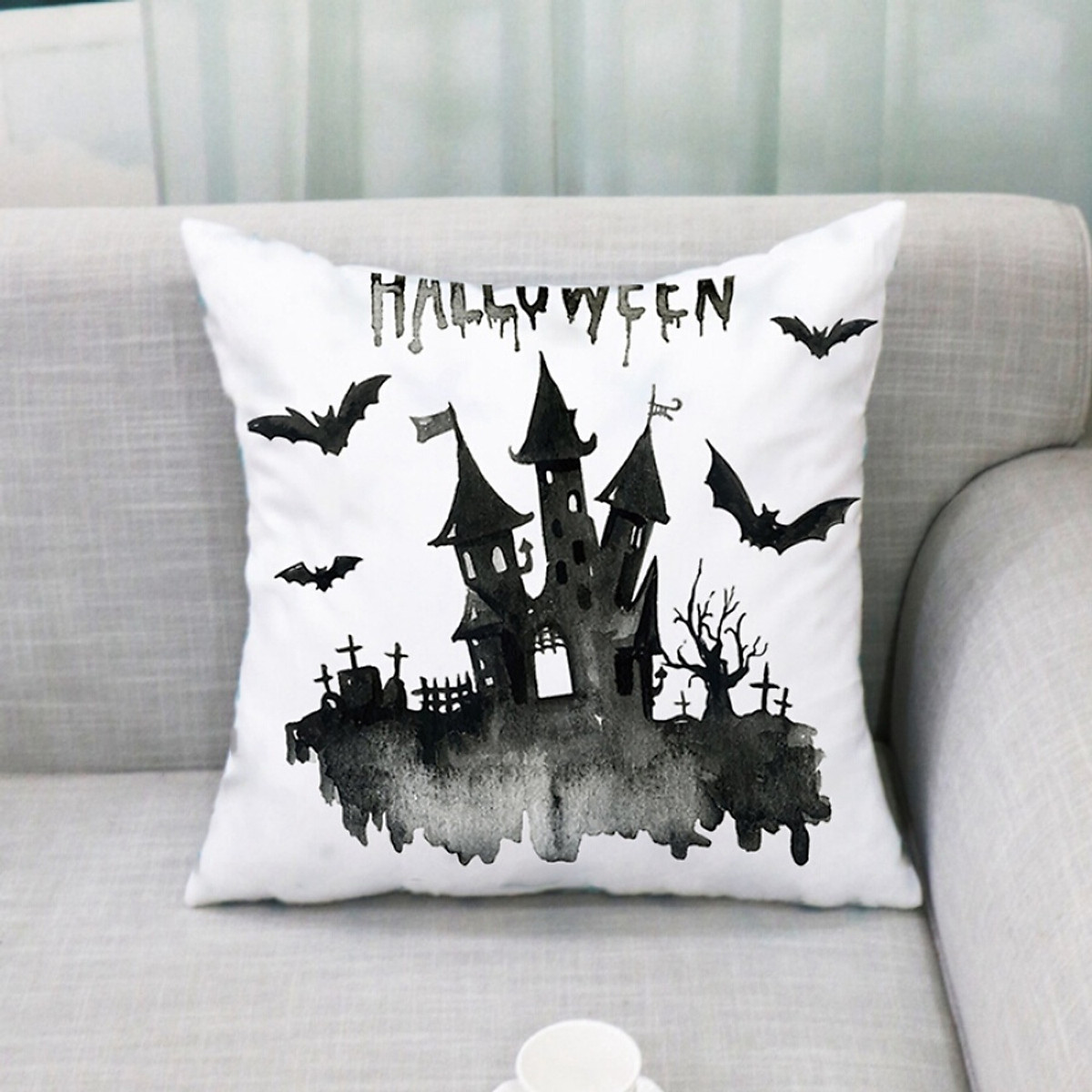 Mua Household Halloween Theme Cartoon Pattern Personality Flax Practical  Sofa Pillow Case Holiday Decoration