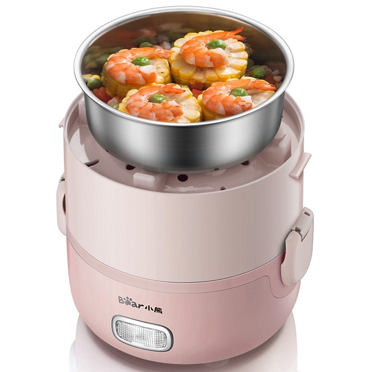 Hộp cơm điện văn phòng cầm tay Bear DFH-B20S6, 3 khay đựng thức ăn, hấp/ đun sôi/ hâm nóng - HÀNG CHÍNH HÃNG
