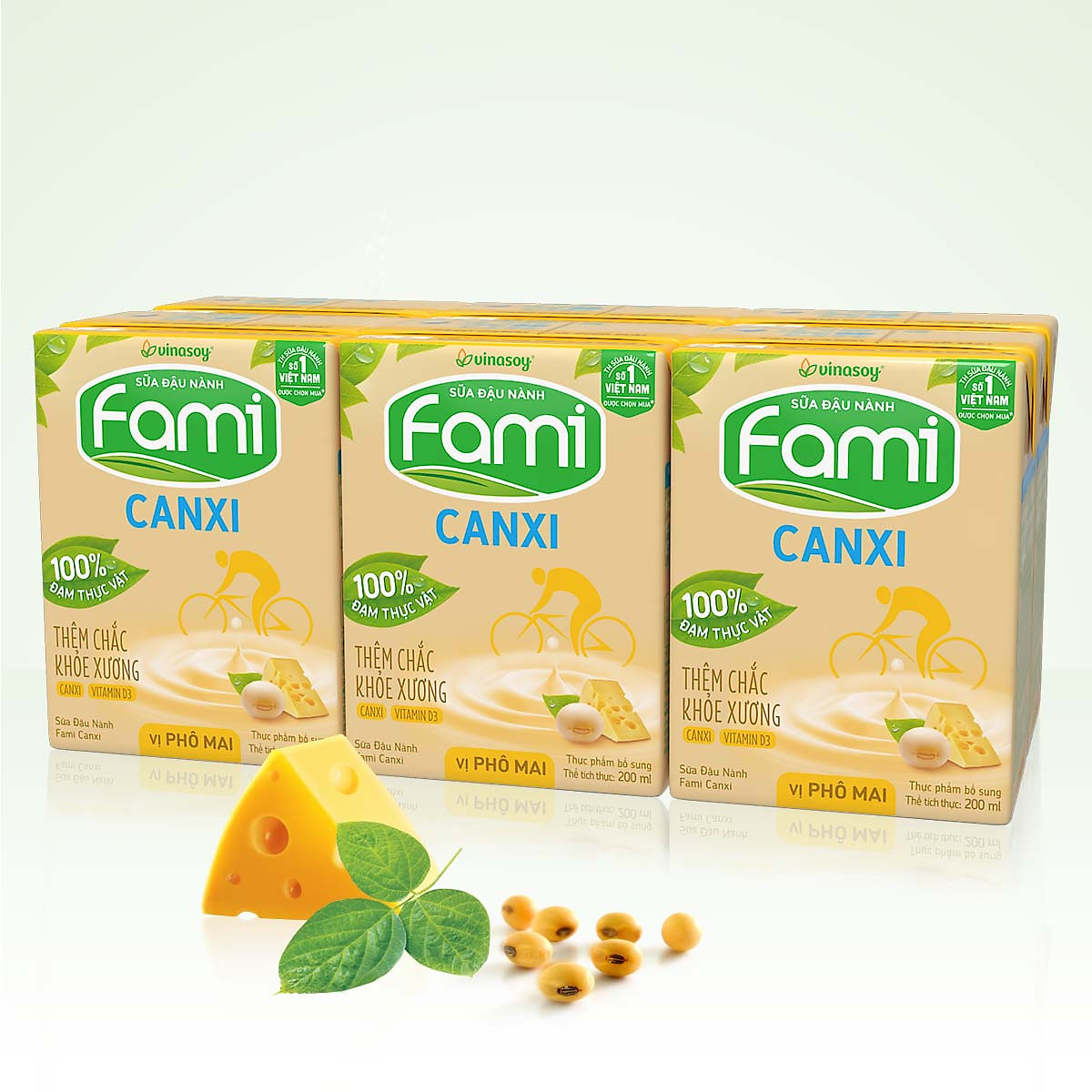 Thùng Sữa đậu nành Fami Canxi vị Phô Mai ( 200ml x 36 Hộp )
