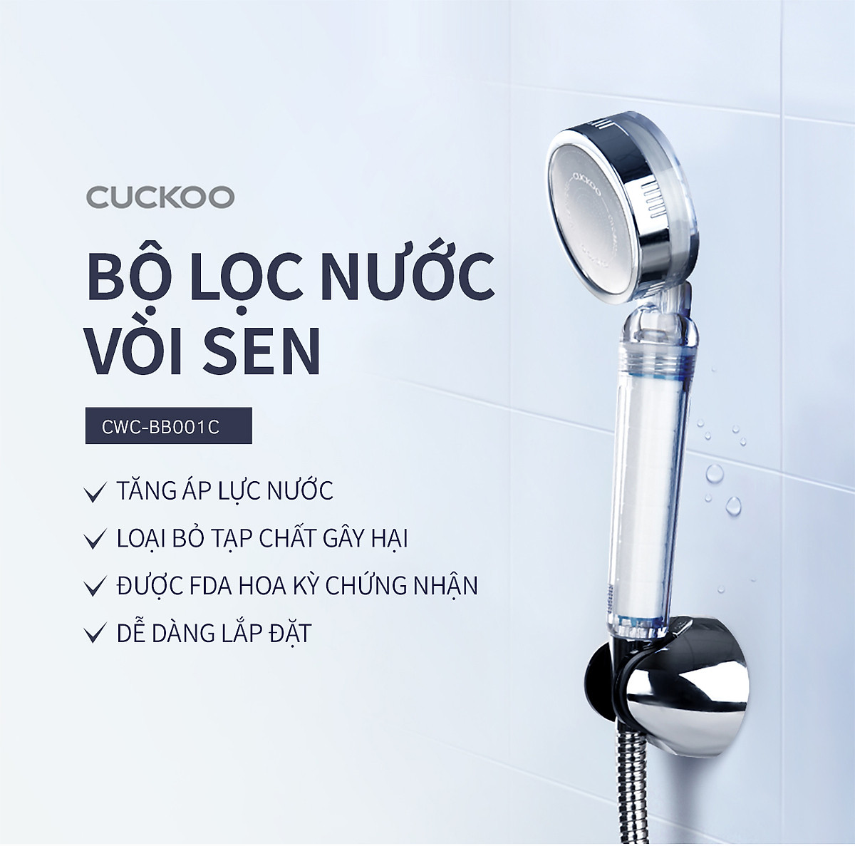 Bộ lọc nước vòi sen CWC-BB001C Cuckoo - HÀNG CHÍNH HÃNG