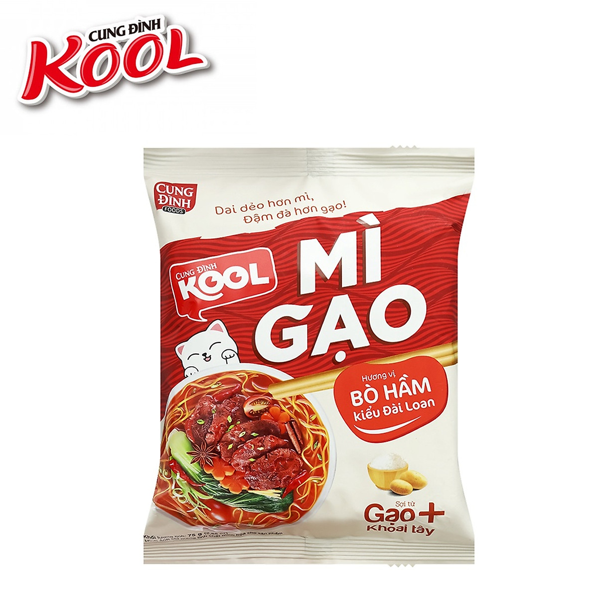 Thùng 24 Gói Mì Cung Đình Kool Mì Gạo Bò Hầm Kiểu Đài Loan 77g