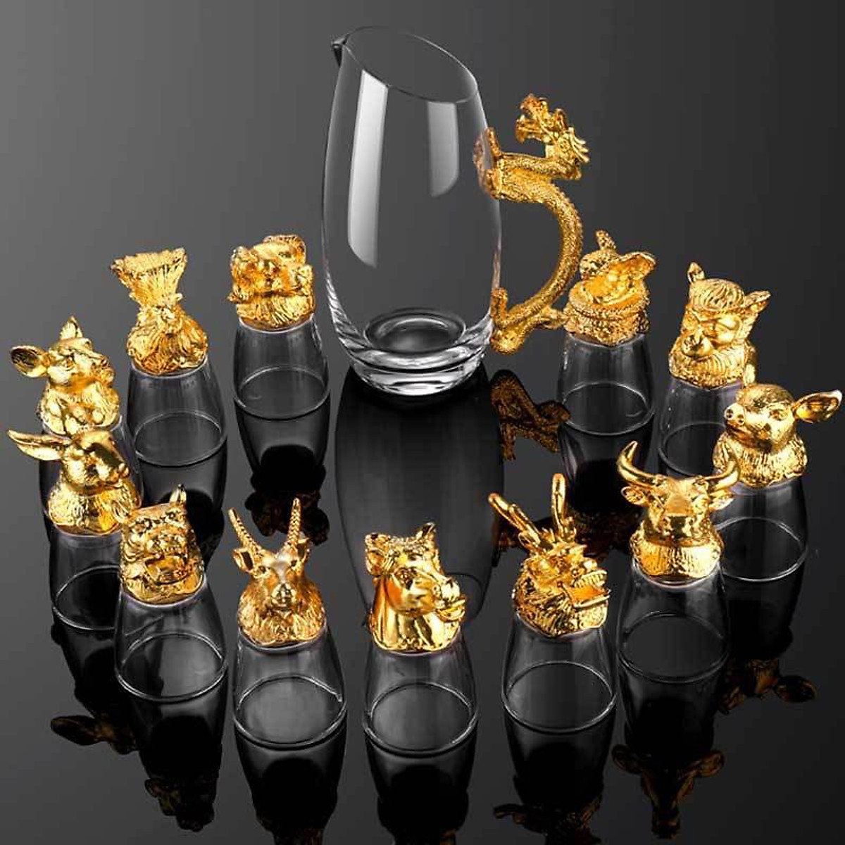 Bộ ly uống rượu 12 CON GIÁP PHA LÊ CAO CẤP - Ly, cốc & phụ kiện ly