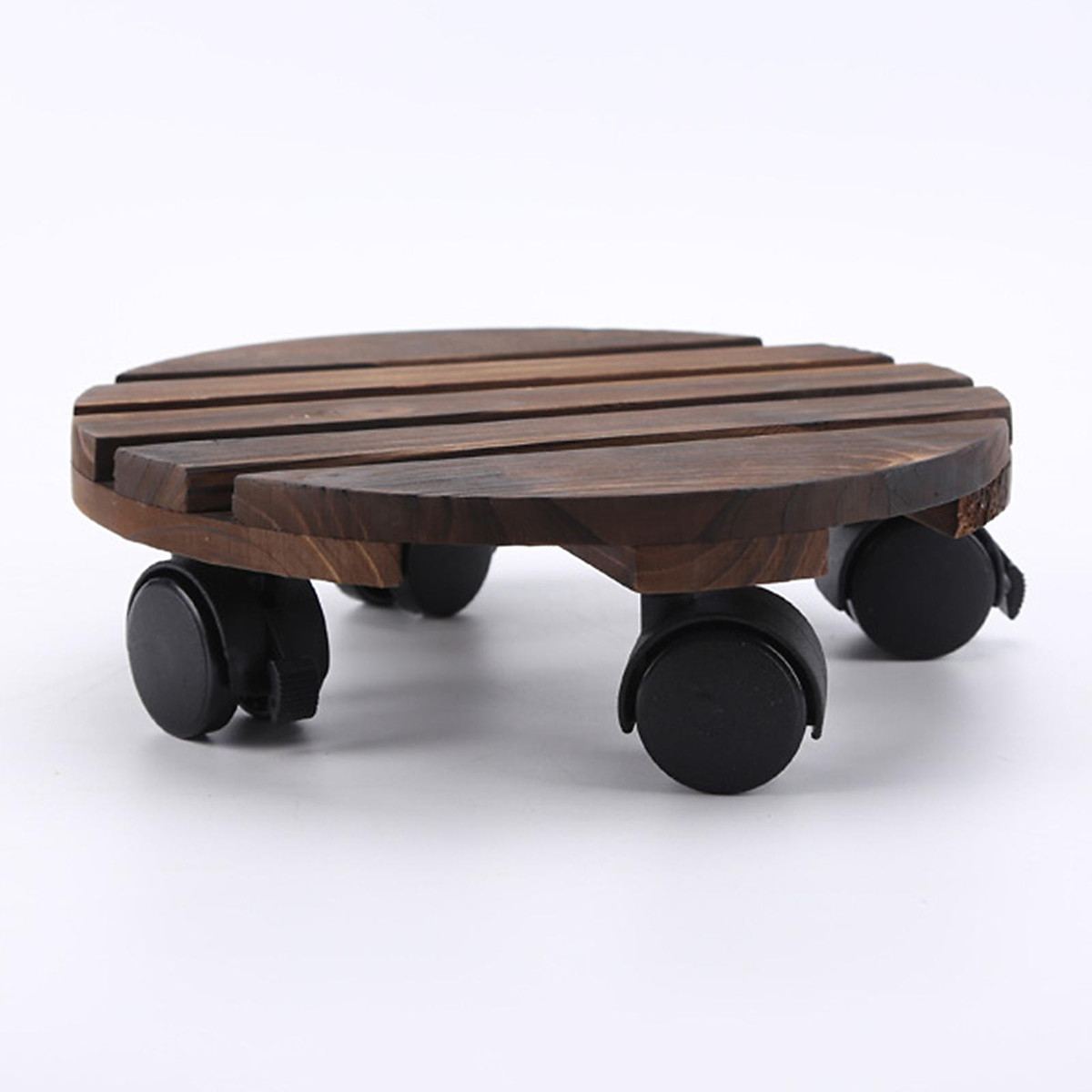 Rolling Plant Stand Caddy Round Flower Pot Trolley Stand With Wheels Ngoài trời & sân vườn