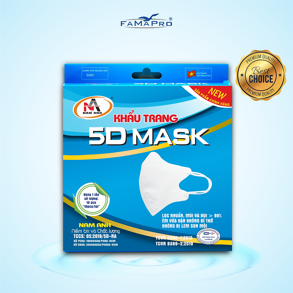 Khẩu trang 5D quai thun nhiều màu hộp 10 cái