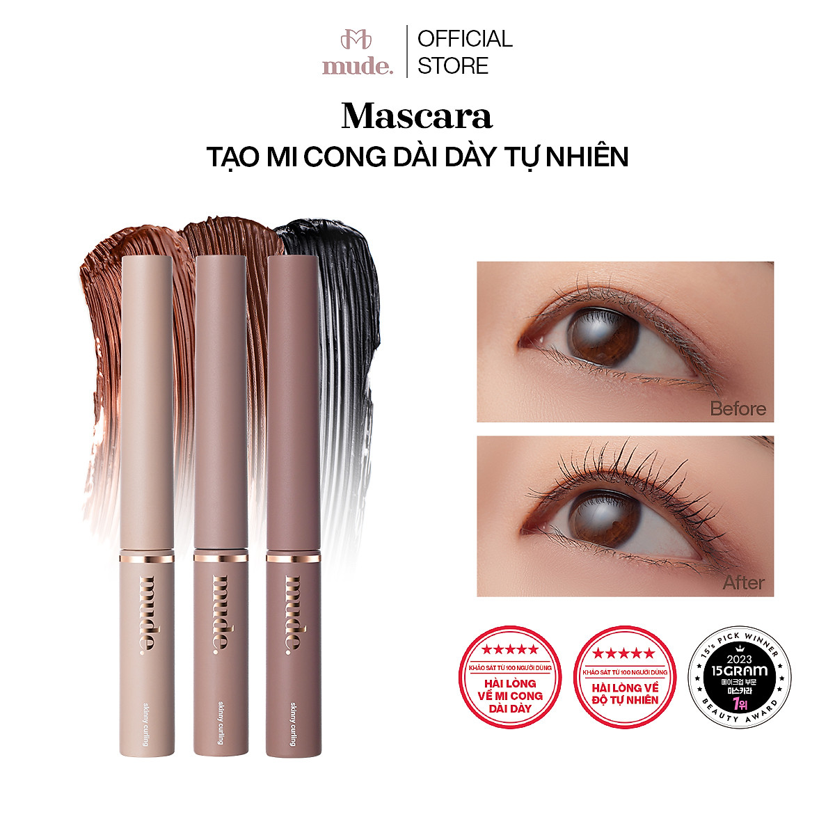 Mascara Chuốt Cong Dài Dày Mi Tự Nhiên Mude Inspire Skinny Curling Mascara (3ml)