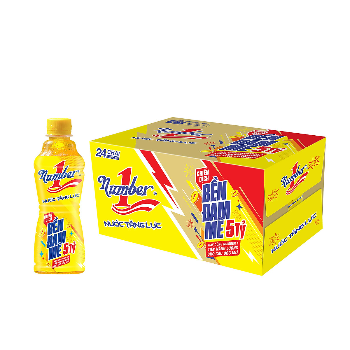 Thùng 24 chai Nước tăng lực Number 1 chai PET 330 ml