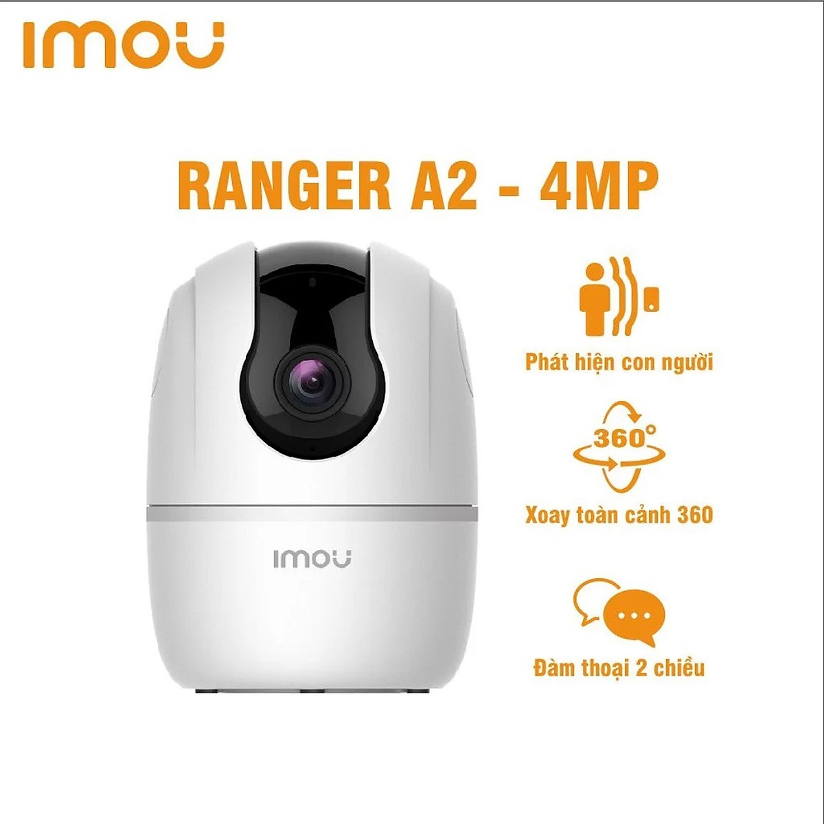 Camera Wifi Imou Ranger A2 (4MP) I Phát hiện con người I Xoay toàn cảnh 360 I Đàm thoại I Hàng chính hãng