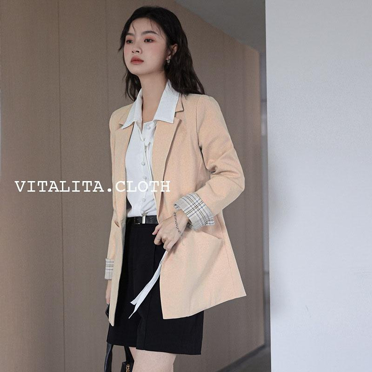 Áo blazer nữ dài tay style Hàn Quốc - Mẫu áo khoác vest nữ mặc đi làm