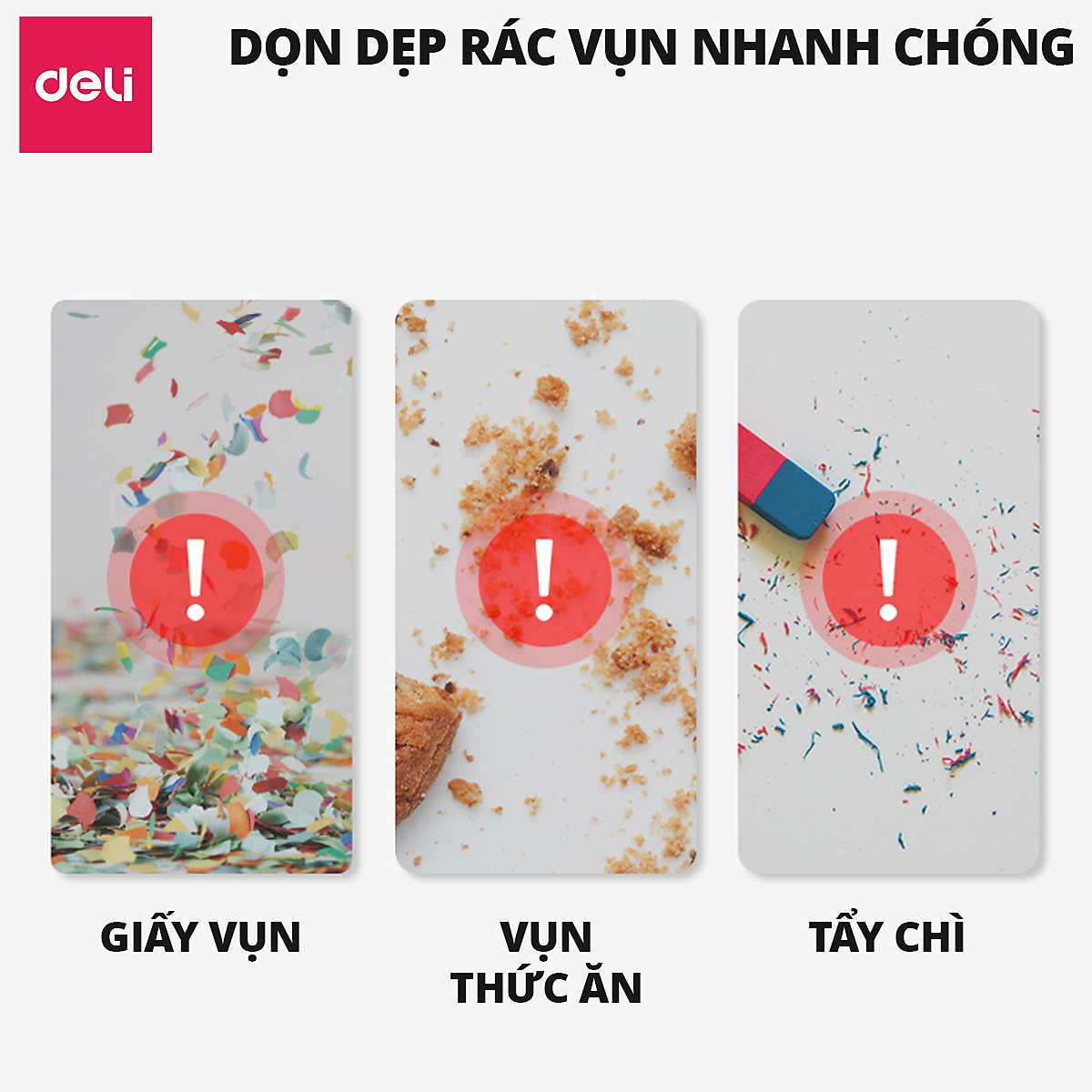 Máy Hút Bụi Mini Để Bàn Deli - Máy Hút Bụi Cầm Tay Dạng Vuông Tiện Dụng Hút Vụn Tẩy Bút Chì - Không Dây Nhỏ Gọn