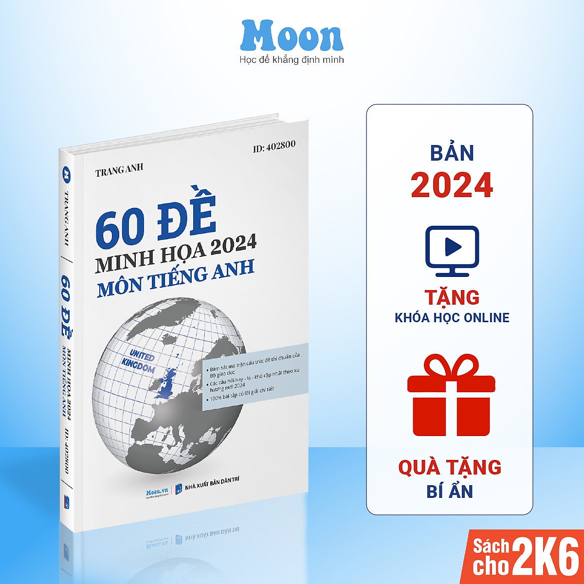 Sách 60 bộ đề minh hoạ môn Tiếng anh cô Trang Anh ôn thi thpt quốc gia bản mới nhất moonbook