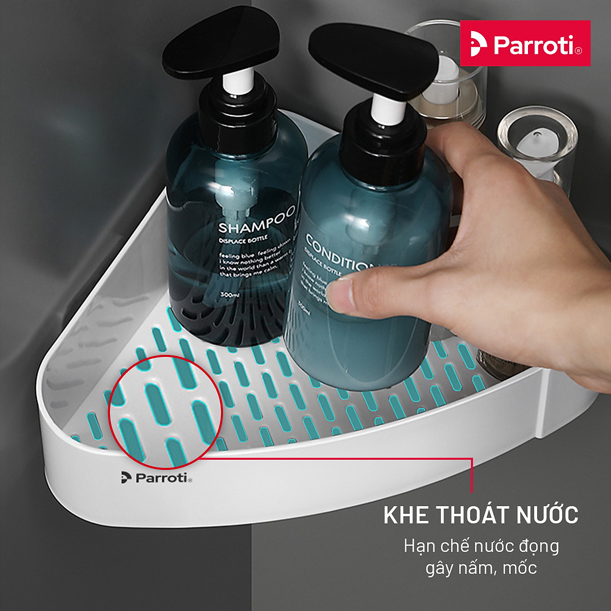 Kệ nhà tắm để đồ đa năng, giá để đồ vật dụng góc nhà tắm nhà bếp cao cấp Parroti Trophy TP-G01