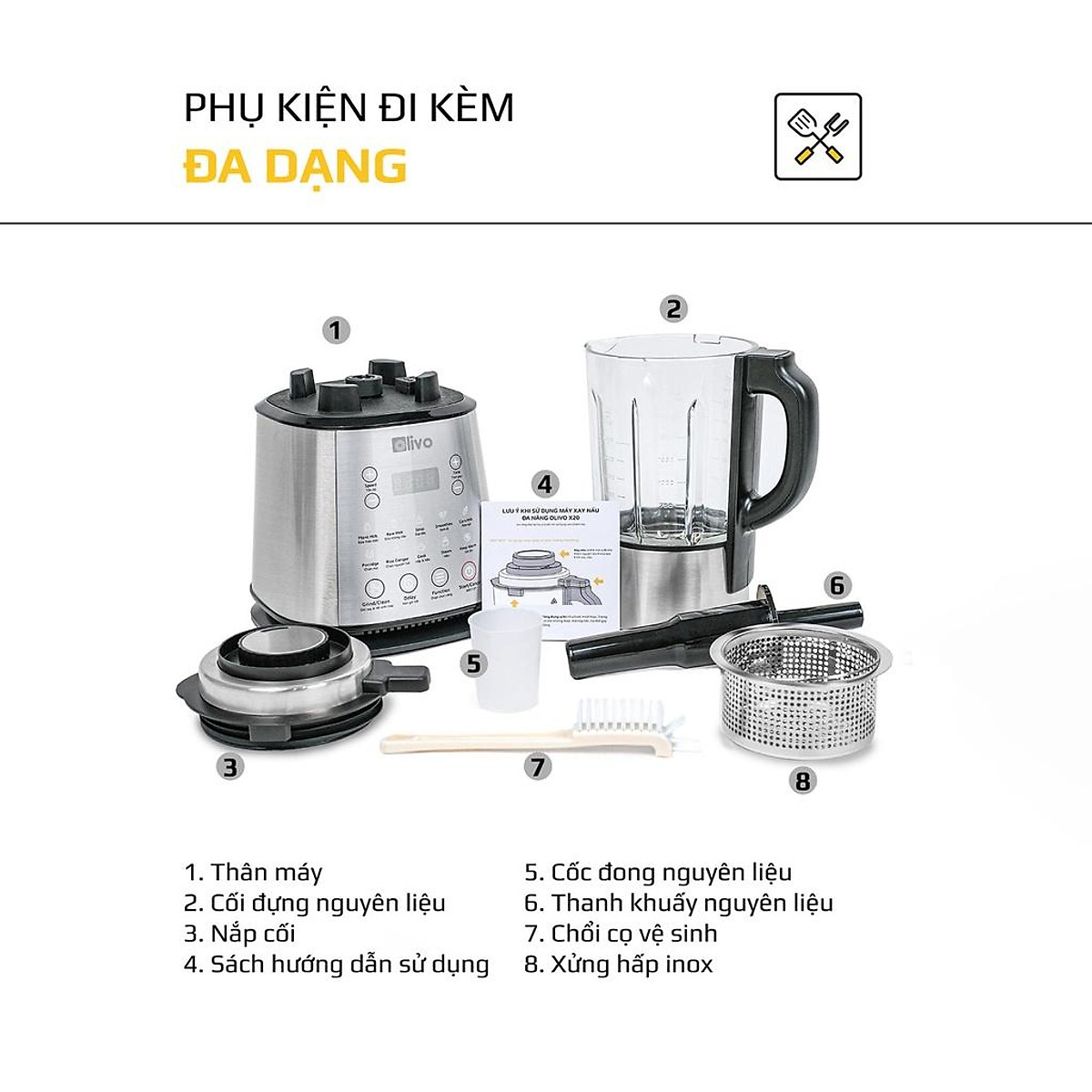 Máy Làm Sữa Hạt OLIVO X20, 1800W Dung Tích 1,75L, 14 Chức Năng Xay Nấu Đa Năng, Hàng Chính Hãng