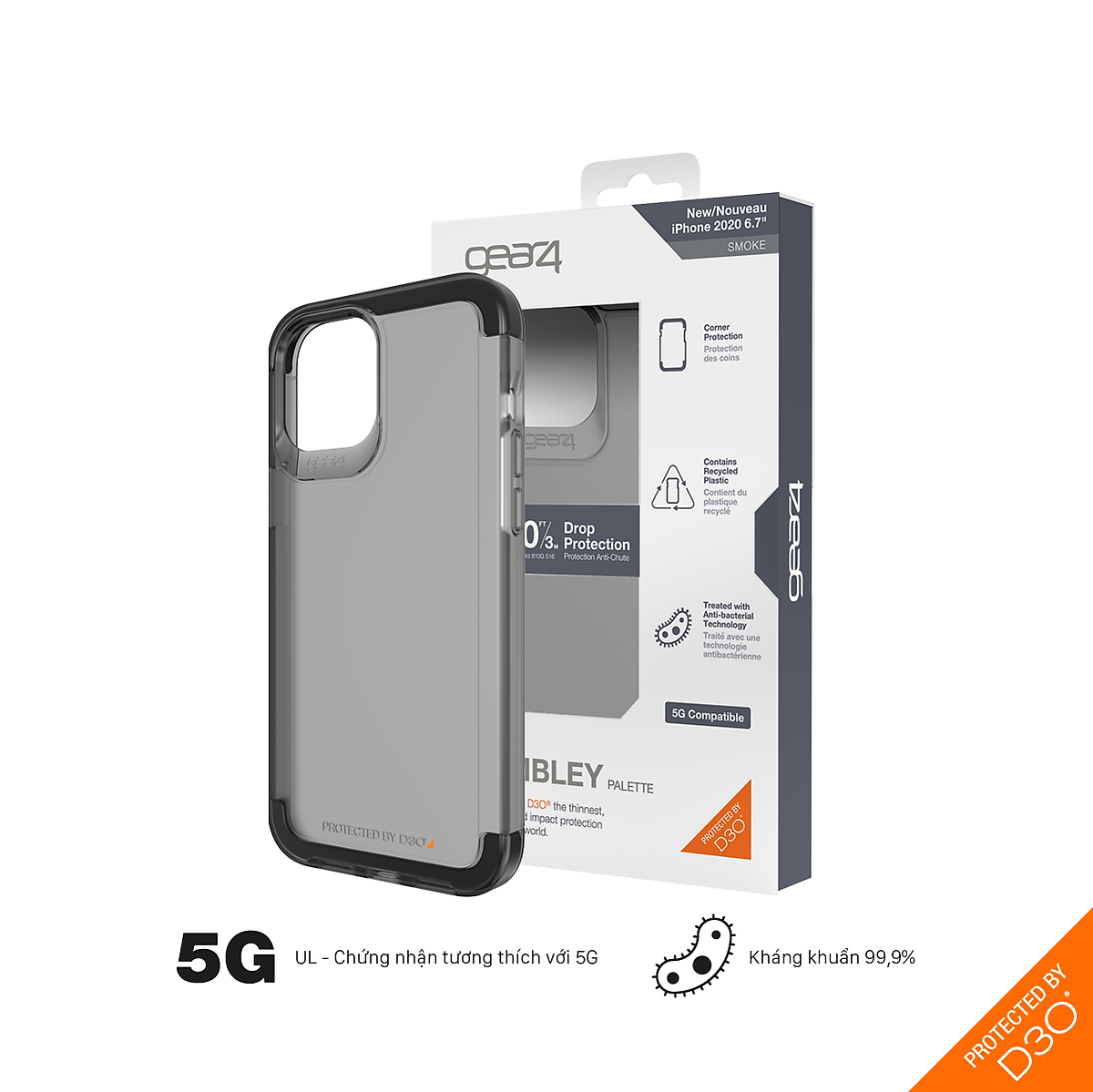 Ốp lưng GEAR4 D3O Wembley Palette iPhone - Công nghệ chống sốc độc quyền D3O, kháng khuẩn, tương thích tốt với sóng 5G - Hàng chính hãng