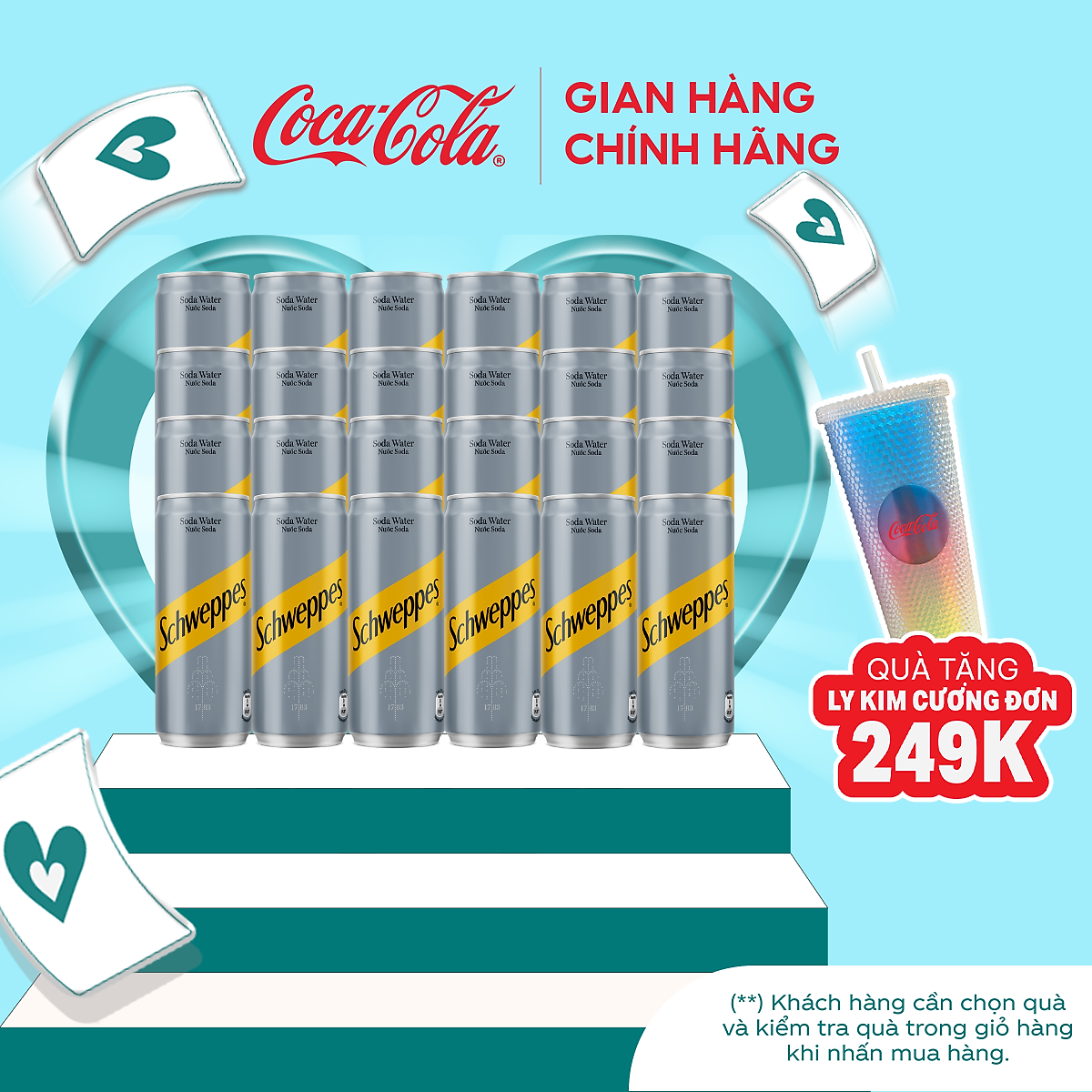 Lốc 24 Lon Nước Soda Giải Khát Schweppes Soda Sleek 320ml/Lon Coca-Cola Official Store