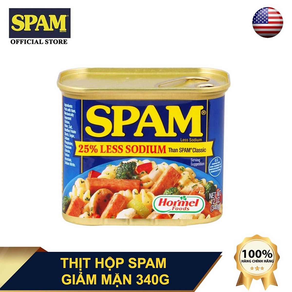 Thịt Hộp Hormel Spam Less Sodium 340g