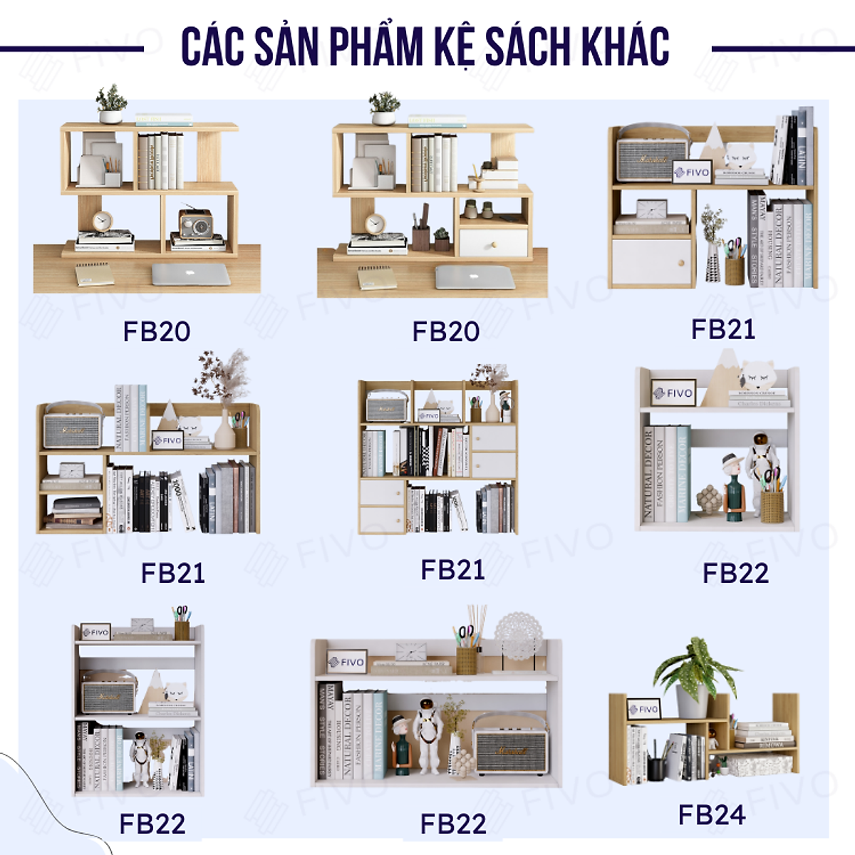 Kệ Sách Gỗ Mini Để Bàn FIVO FB27 Đa Năng, Dễ Lắp Ráp, Tiết Kiệm Không Gian, Gọn Gàng Góc Học Tập Và Làm Việc
