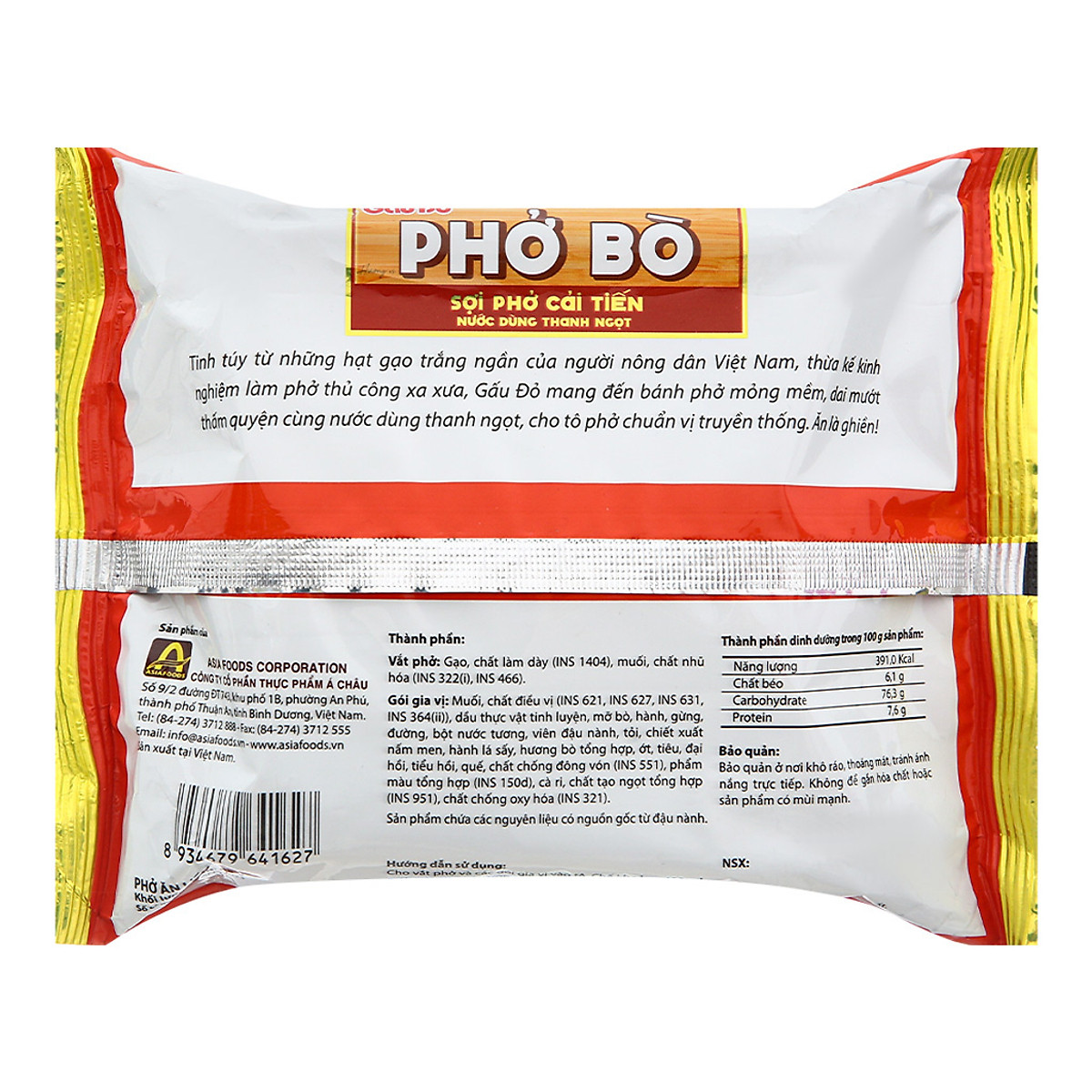Thùng 30 Gói Phở Gấu Đỏ Bò 65g