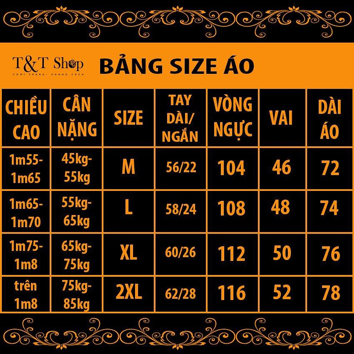Bảng size đồng phục trẻ em  Bảng size áo thun nam nữ  Phúc Khang