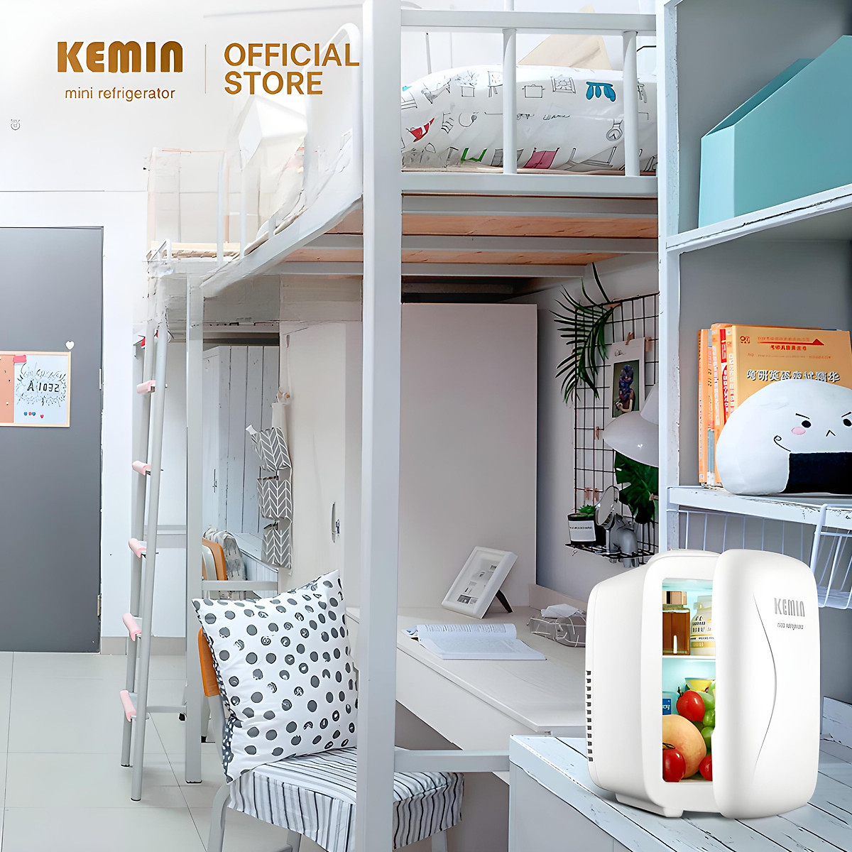 Tủ lạnh mini Kemin K4 Angry Bear Chính Hãng 4L - Dùng ở nhà và ô tô - Nóng lạnh 2 chiều