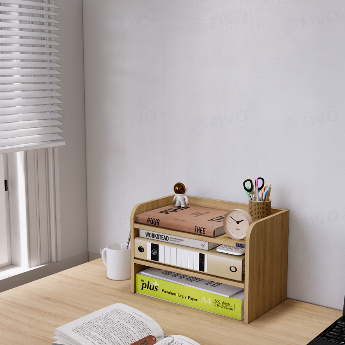 Kệ Sách Gỗ Mini Để Bàn FIVO FB27 Đa Năng, Dễ Lắp Ráp, Tiết Kiệm Không Gian, Gọn Gàng Góc Học Tập Và Làm Việc