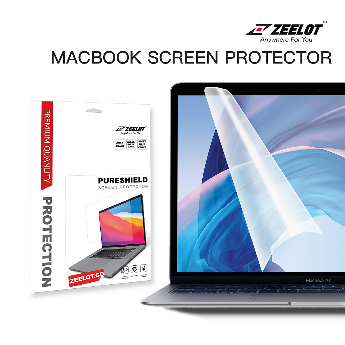 Miếng dán màn hình Zeelot PureShield Cho Các Dòng Macbook Air 13, MAcbook Pro 13, Pro 16 inch - Hàng chính hãng