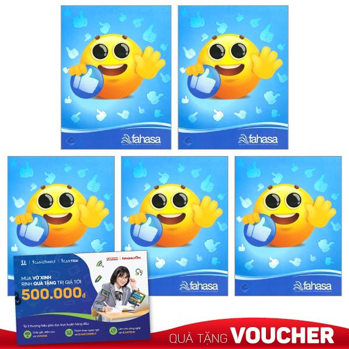 Combo 5 Tập Học Sinh 4 Ly Ngang 96 Trang ĐL 60g/m2 - FAHASA (Mẫu Màu Giao Ngẫu Nhiên)