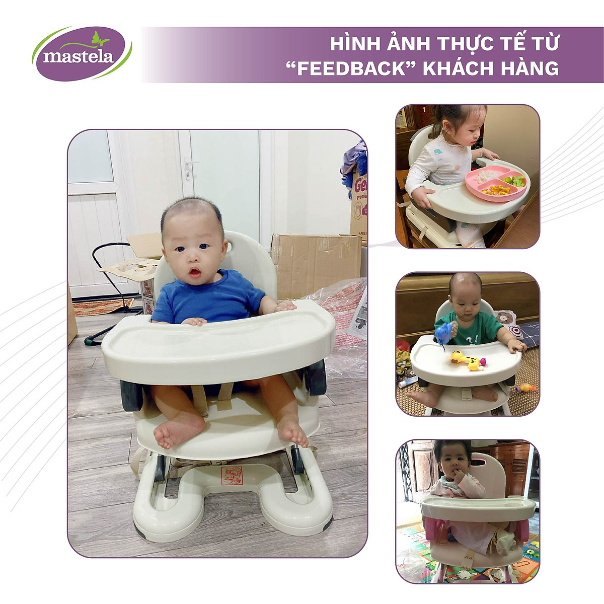 Ghế ăn dặm cho bé gấp gọn nâng hạ độ cao Mastela 07110 / 07112 - Ghế tập ăn dặm cho bé chuẩn ASTM Mỹ BPA Free