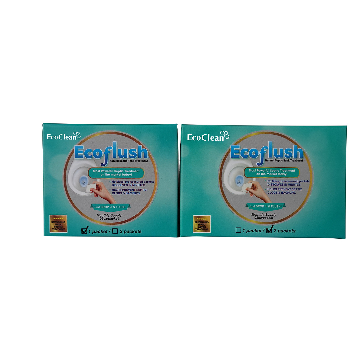 Vi Sinh Xử Lý Bồn Cầu, Bể Phốt Đầy, Tràn - EcoFlush Hộp Nhỏ - Túi Gói Sinh Học Tự Huỷ