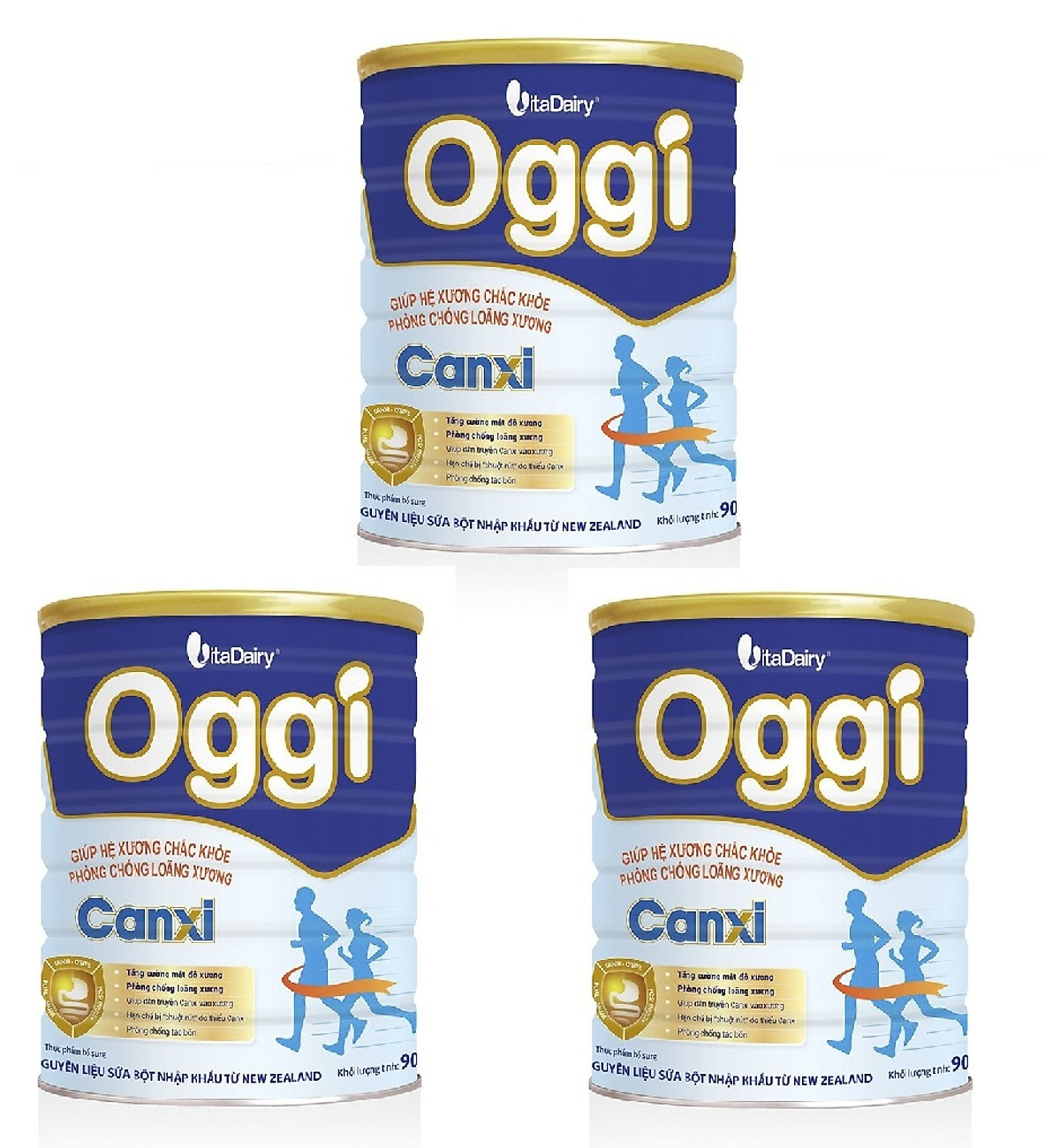 Combo 3 lon Sữa Oggi Canxi lon 900g - Giúp hệ xương chắc khoẻ, phòng chống loãng xương