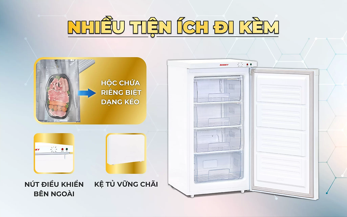 Tủ đông đứng Sanaky VH-160VD 118 lít - Hàng chính hãng (chỉ giao HCM)