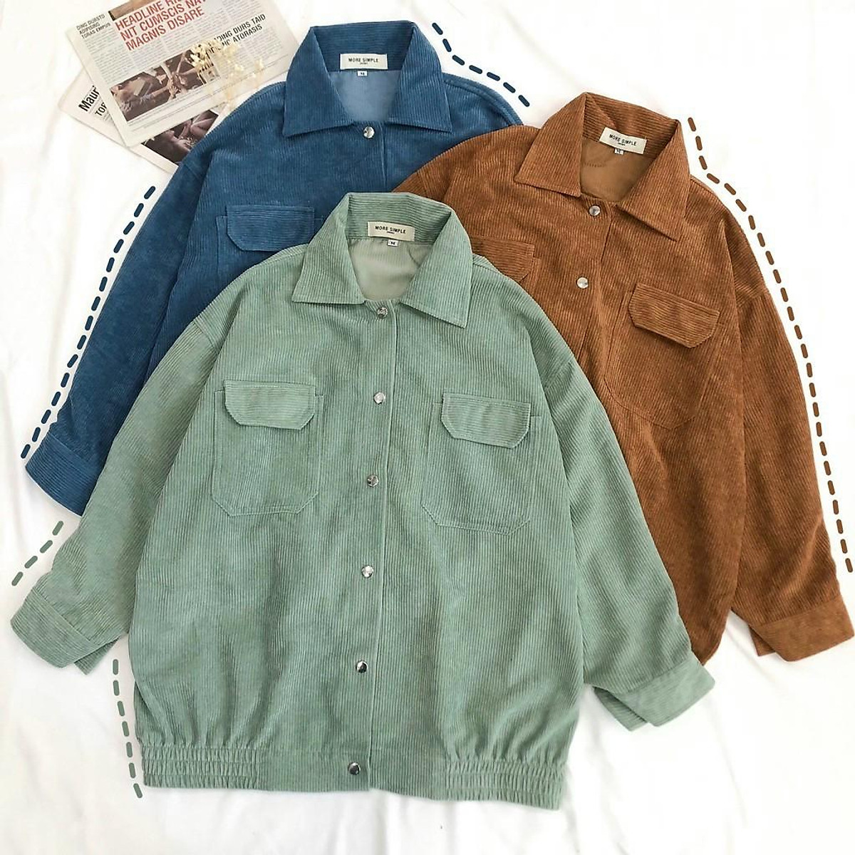 Áo Sơmi Nhung Gân phối 2 túi logo chất đẹp unisex nam nữ form rộng dáng Áo Sơmi Nhung Gân Phối 2 Túi Logo Chất Đẹp Unisex Nam Nữ Form Rộng Dáng