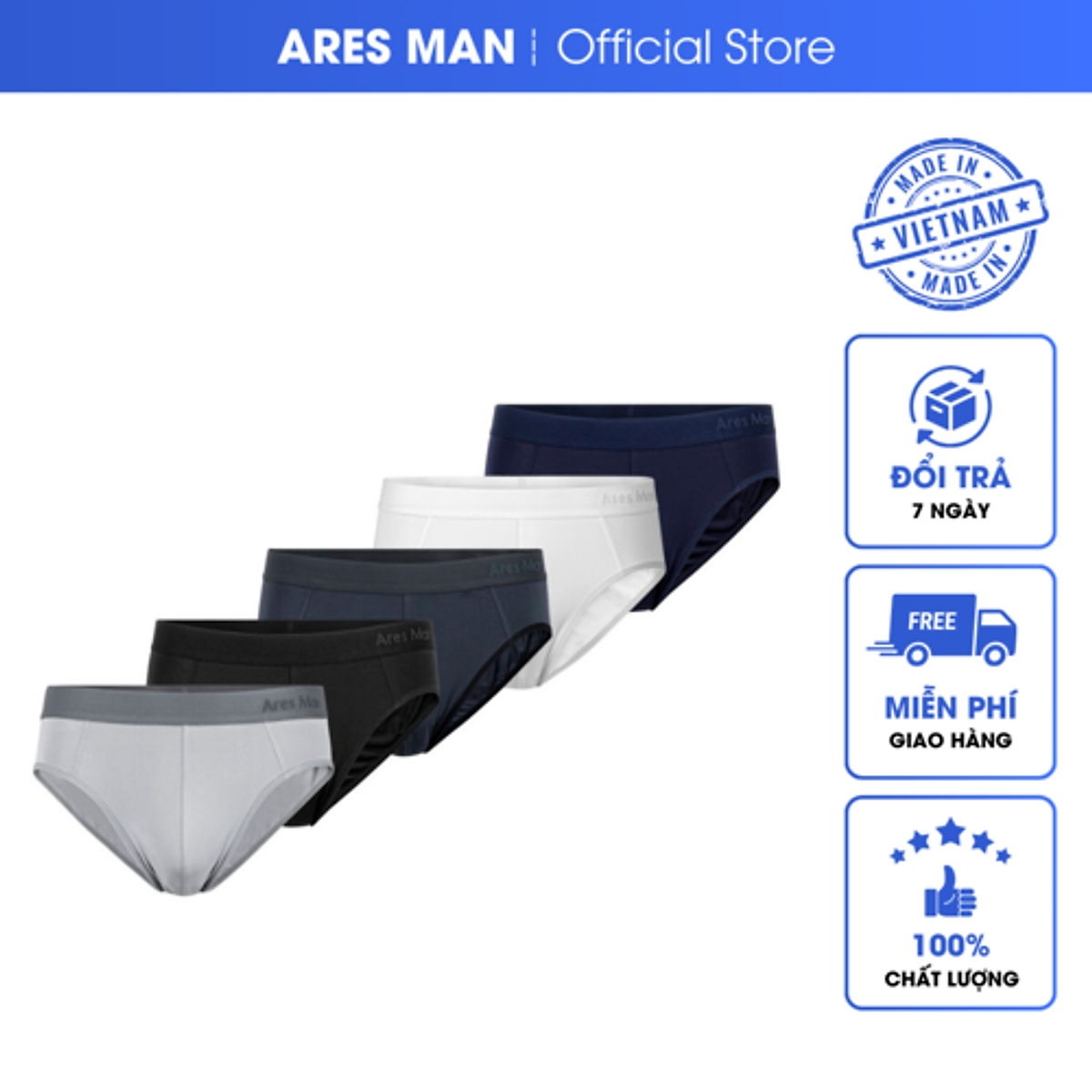 Combo quần lót nam, quần sịp nam chất thun lạnh kháng khuẩn co giãn 4 chiều phong cách nam tính - Ares Man