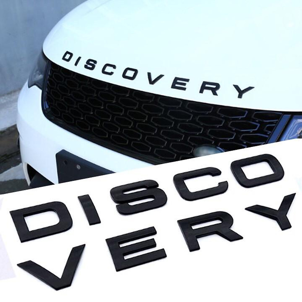 Tem dán trang trí xe ô tô ,tem dán chữ DISCOVERY màu vàng,bạc, đen