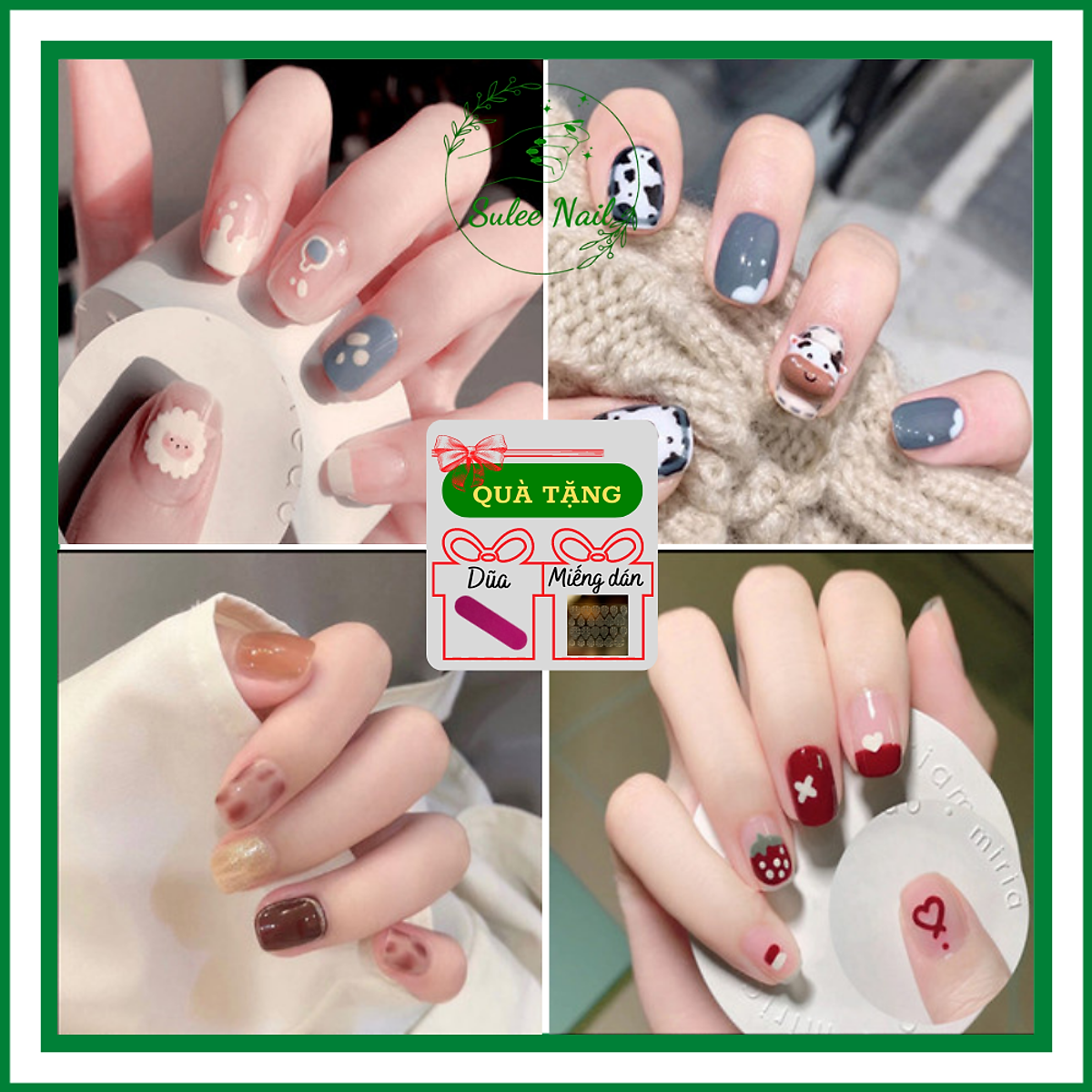 Nail Giả, Nailbox Kèm Dũa, Mẫu Phụ Kiện Charm Đẹp Móng Tay Kèm Đính Hình  Cute