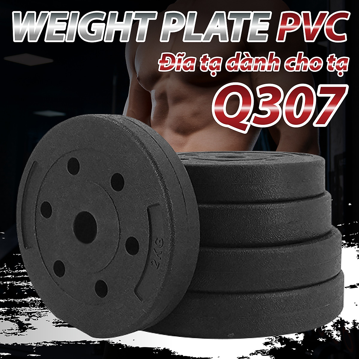 BG Bánh Tạ Nhựa 1.25kg - 20KG Đặc Ruột - Sẵn Kho Giao Liền - Tạ Miếng Nhựa